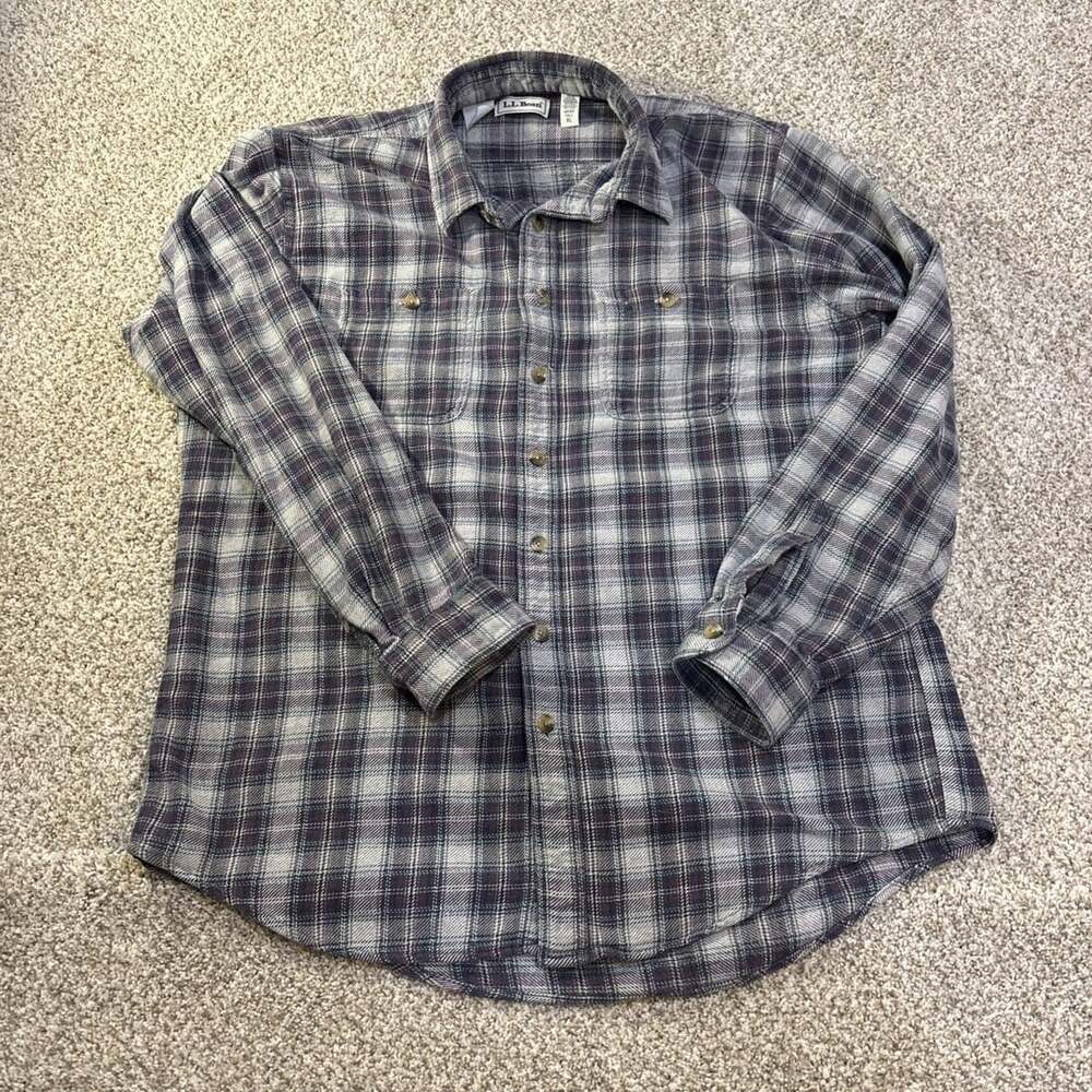 L.L. Bean Flannel Shirt Mens XL Tall Plaid Button Up Long Sleeve